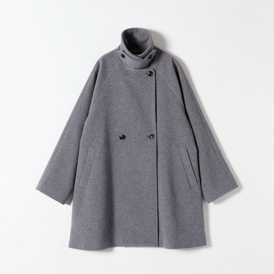 お値下げ中　美品SHIPS any スタンドダブルカラーコート　ネイビー　36