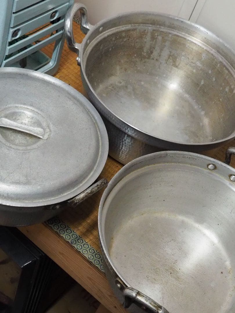 アルミ製　段付鍋 3個セット 1つ蓋付き　業務用