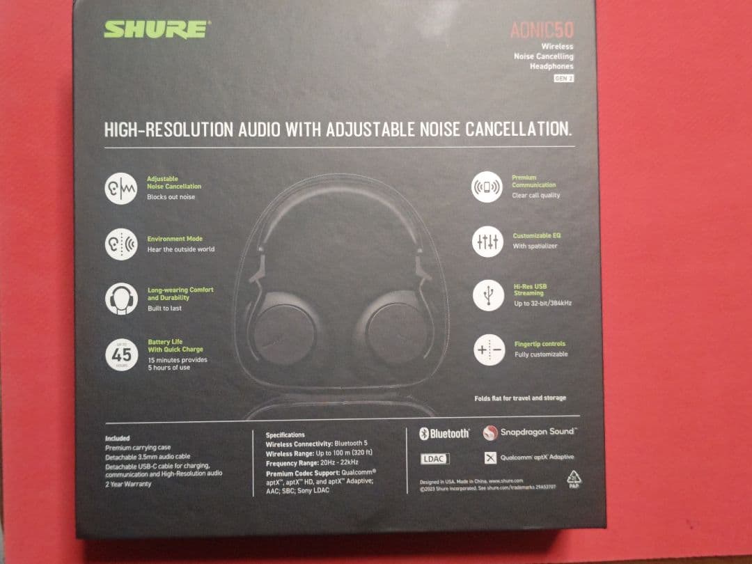 【週末セール】SHURE AONIC 50 Gen2 ワイヤレスヘッドフォン
