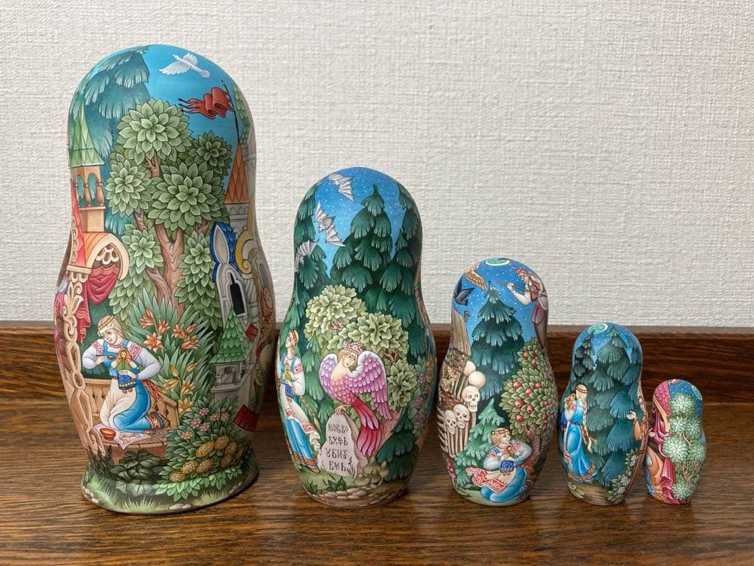ロシア雑貨☆うるわしのワシリーサ民話マトリョーシカ(5P)オルガ作コブロフ工房