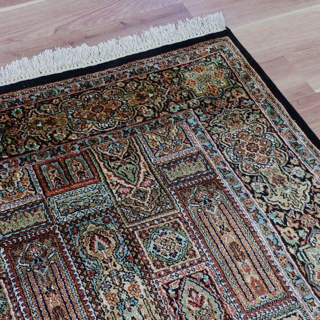 Y3319 高級インド絨毯 シルク×コットン 手織り 大判269×186㎝