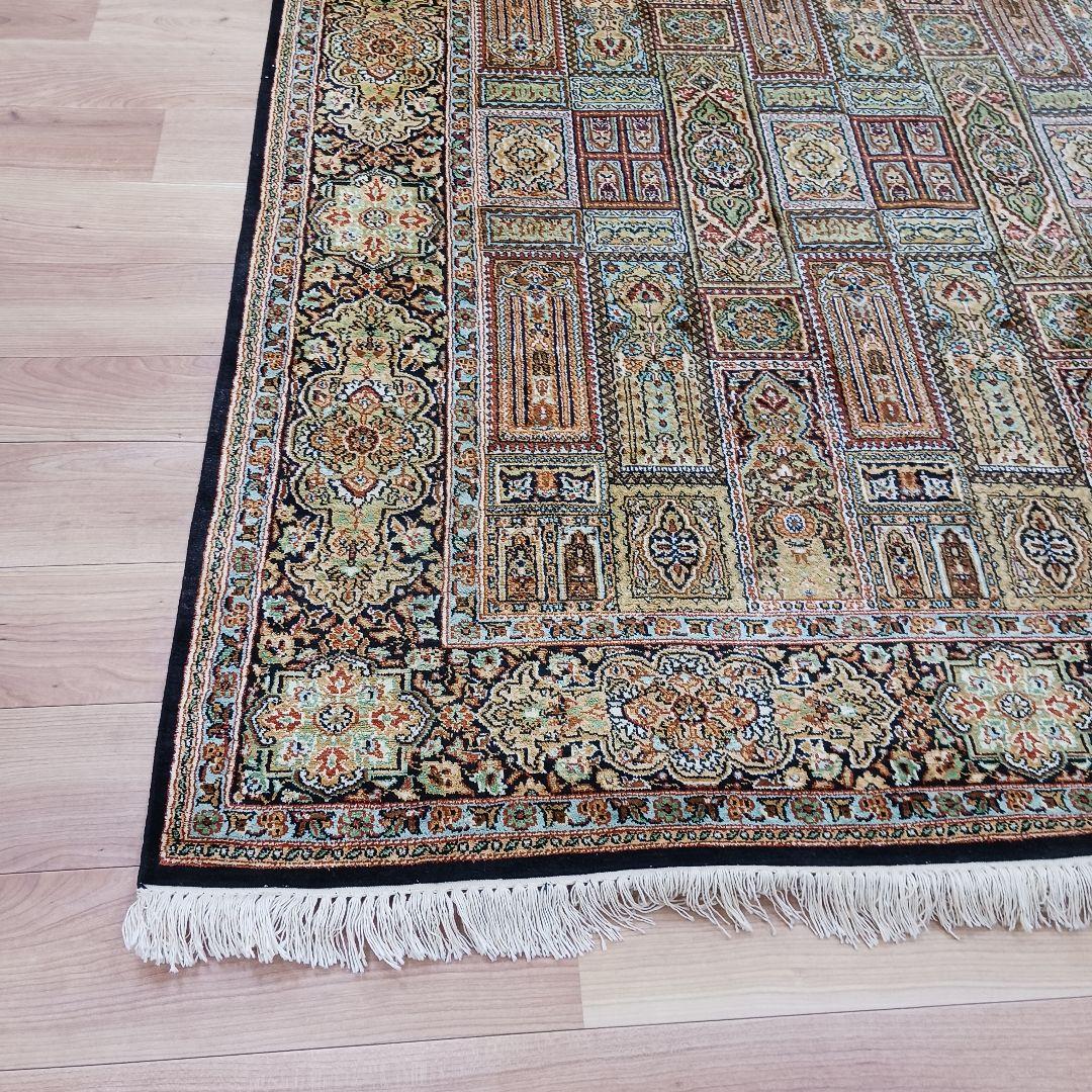 Y3319 高級インド絨毯 シルク×コットン 手織り 大判269×186㎝