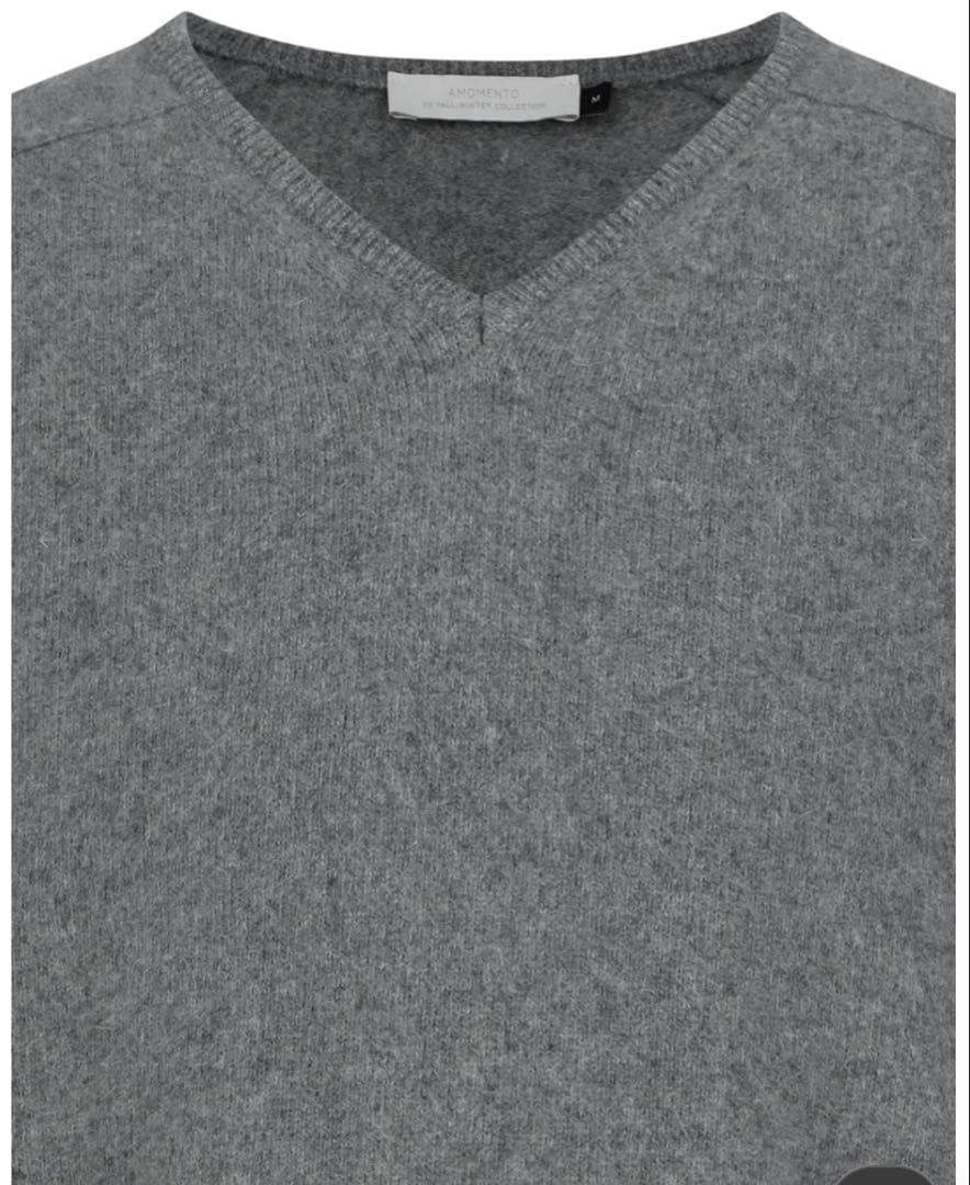 AMOMENTO グレー Vネック ニット セーター