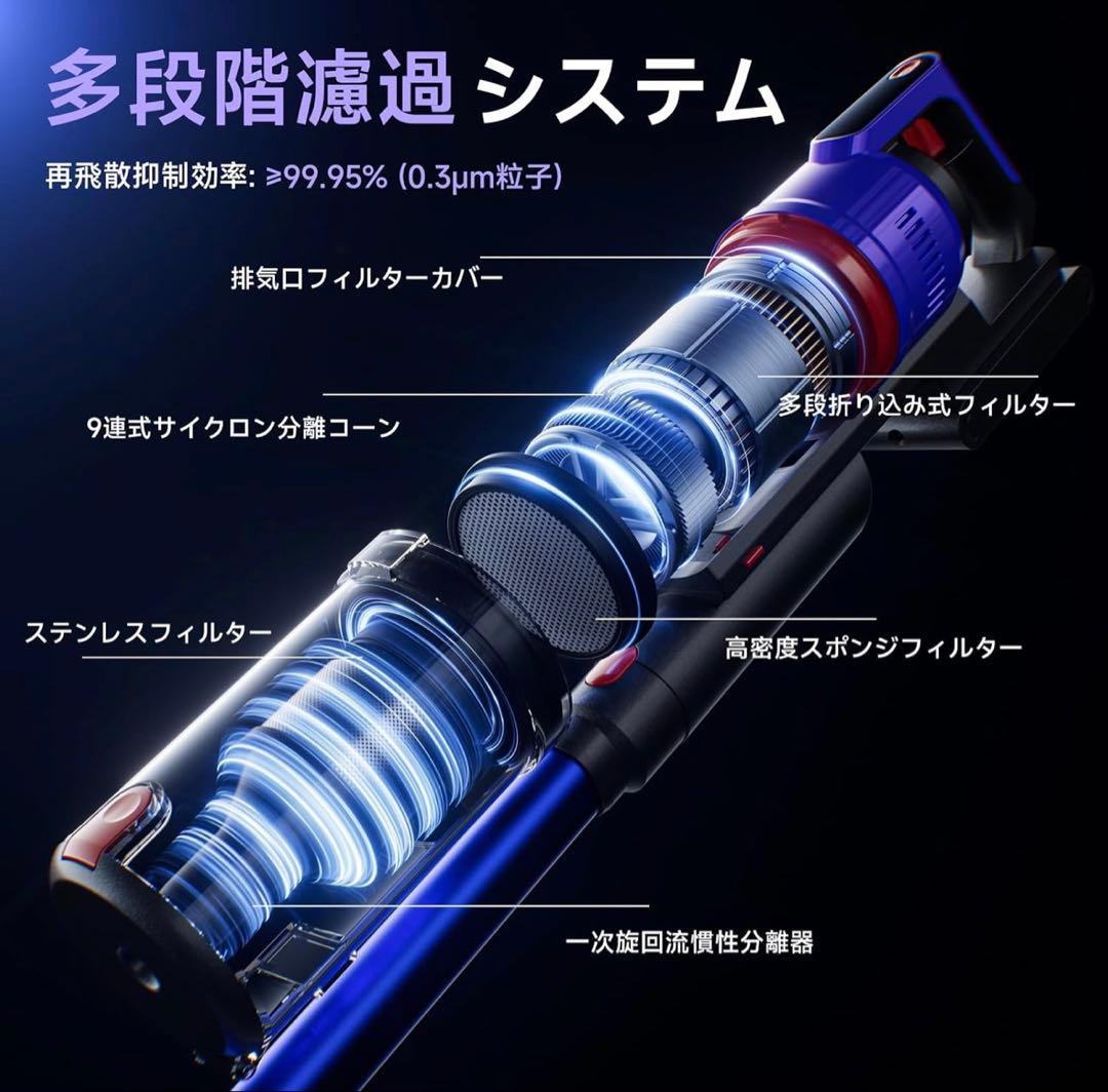 最終値下げ♡掃除機 コードレス 【75kPa強力吸引】 自立式 サイクロン