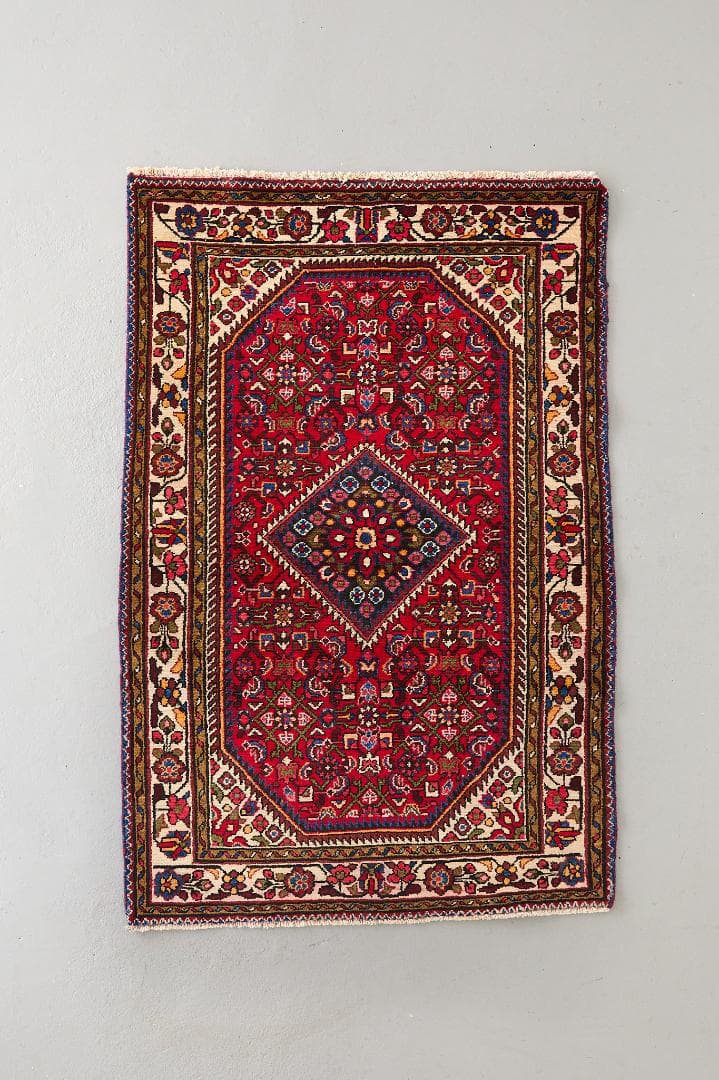 ヴィンテージラグ　ペルシャ絨毯　トライバルラグ（157×105cm）赤　青　黃