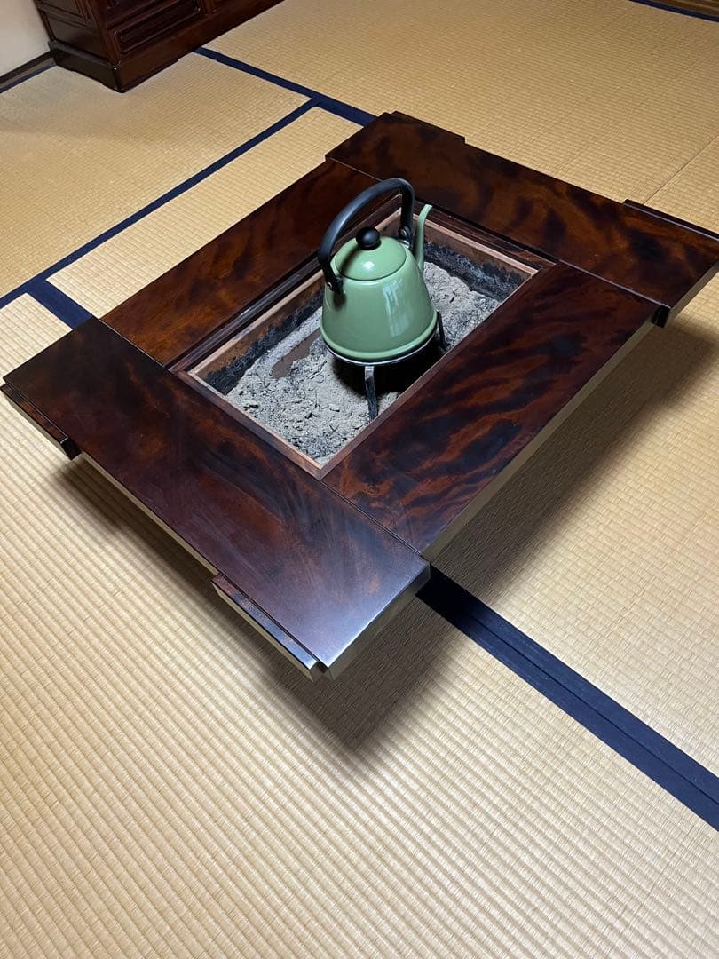 囲炉裏付き木製座卓テーブル、星野民藝、サクラ材