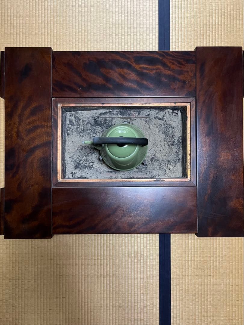 囲炉裏付き木製座卓テーブル、星野民藝、サクラ材