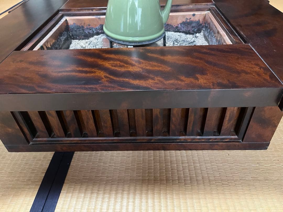 囲炉裏付き木製座卓テーブル、星野民藝、サクラ材