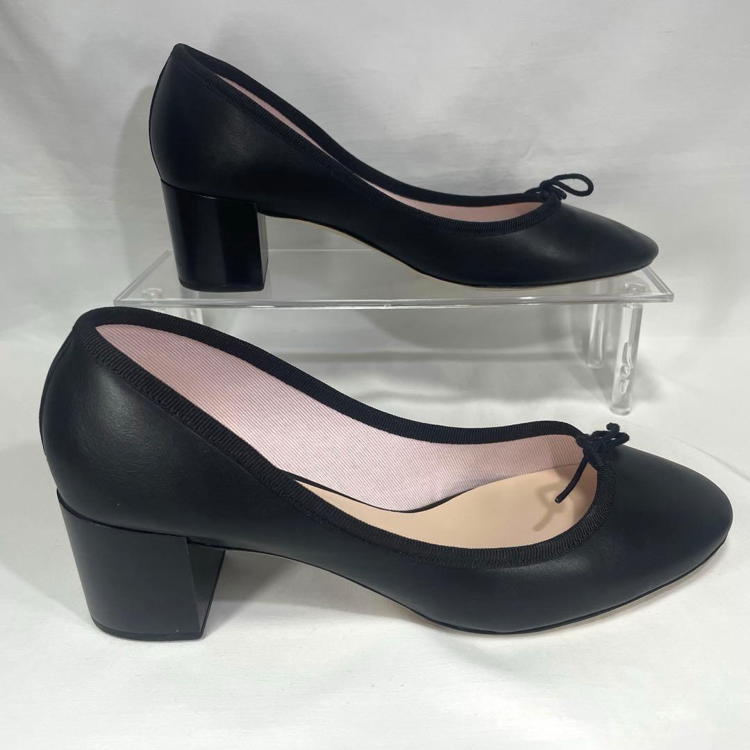 ★レペット/チャンキーヒール/パンプス/レザー/ブラック/24cm