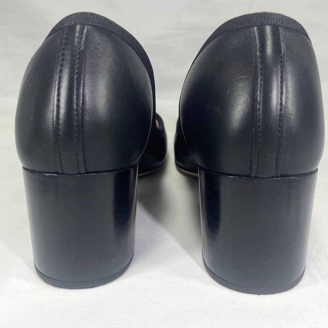 ★レペット/チャンキーヒール/パンプス/レザー/ブラック/24cm