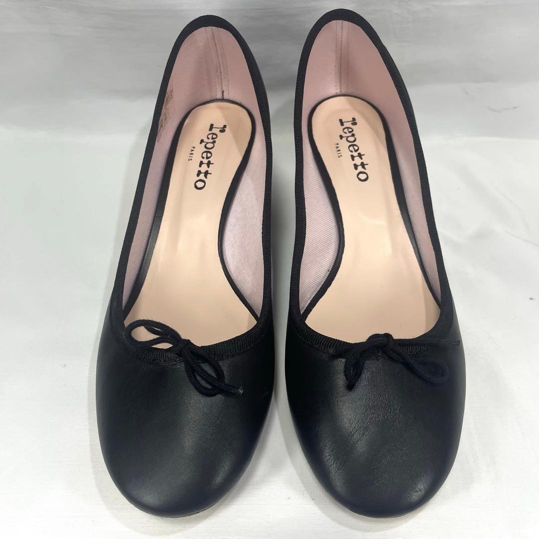 ★レペット/チャンキーヒール/パンプス/レザー/ブラック/24cm