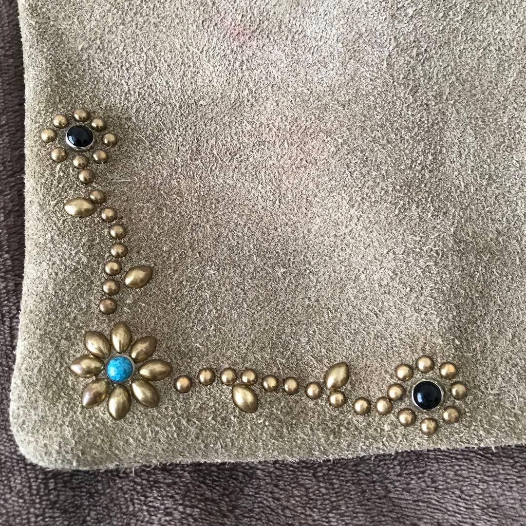 鮎*師様 スウェード サコッシュ スタッズ　FLOWER GOLD TURQUO