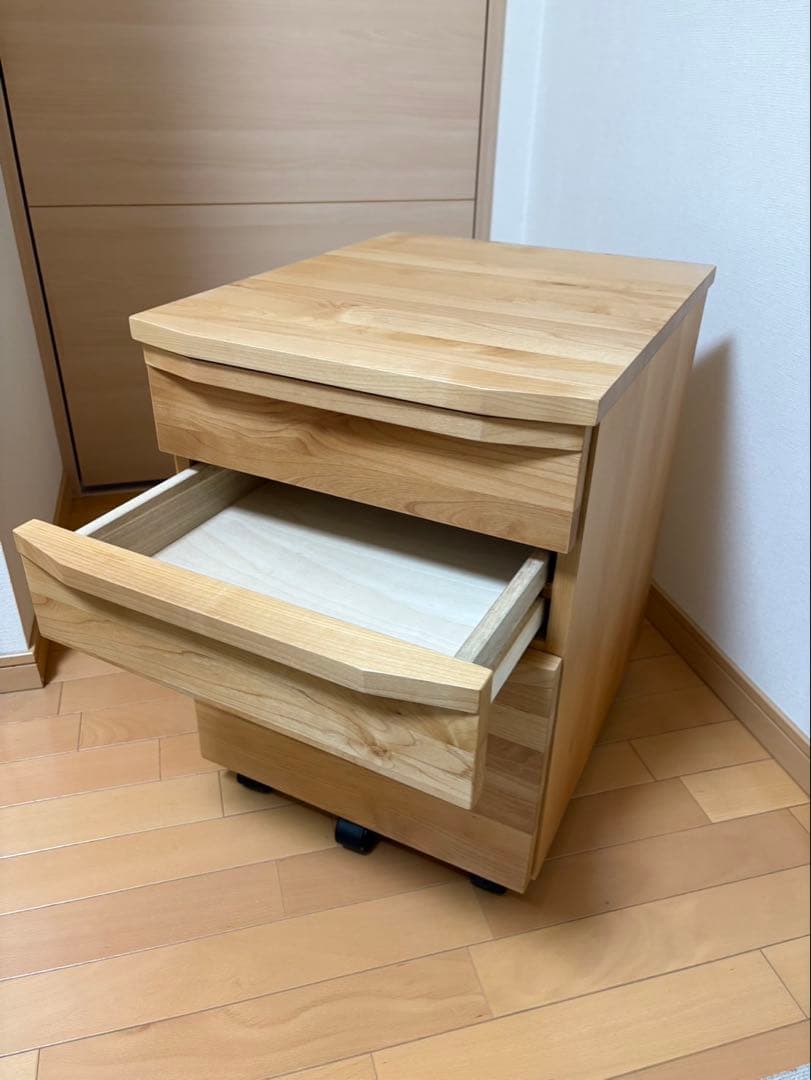 【フジ】アクタス　ナチュラルウッド 3段チェスト キャスター付き