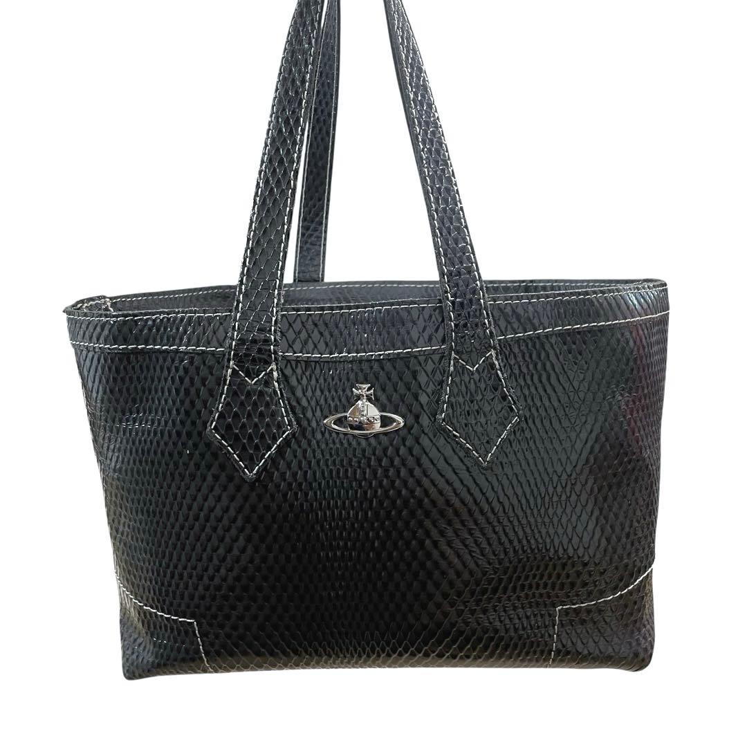 Vivienne Westwood エナメル 型押し　オーブ付き　ハンドバッグ