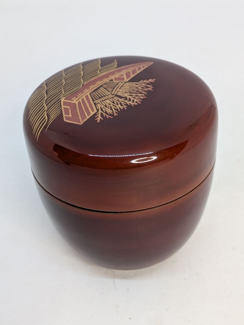 ☆b737、薄茶器（棗）薄茶用の抹茶 容器 川端近左の柴舟蒔絵