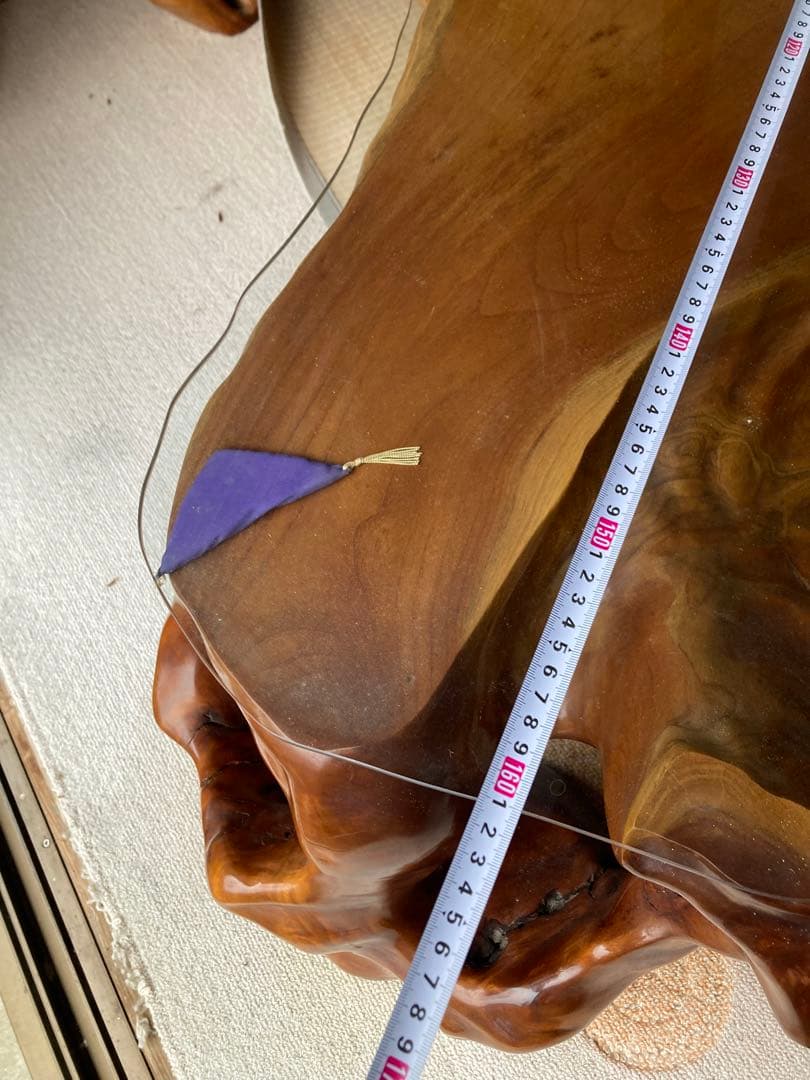 【希少・特大】けやき一枚板テーブル ガラス天板付き 無垢 天然木 座卓