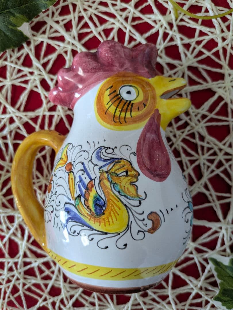 ニワトリピッチャーイタリアアンティーク幸せを守るといわれる一品プレゼントにも