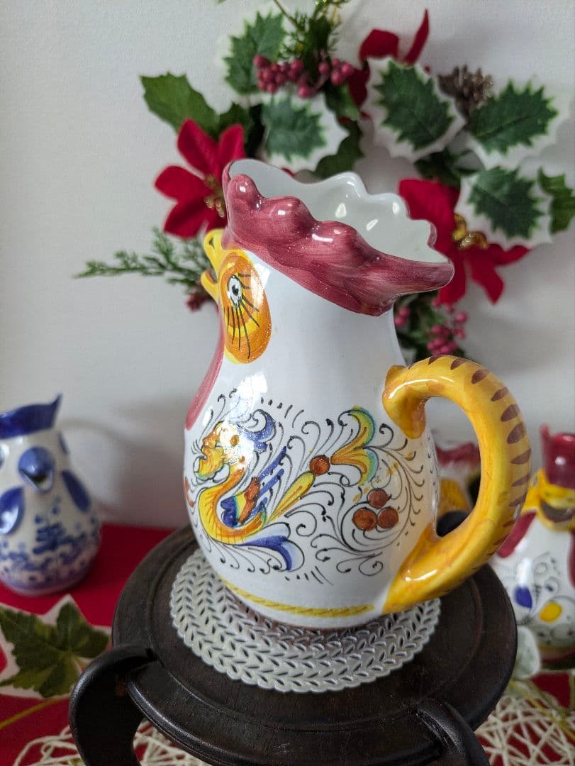 ニワトリピッチャーイタリアアンティーク幸せを守るといわれる一品プレゼントにも