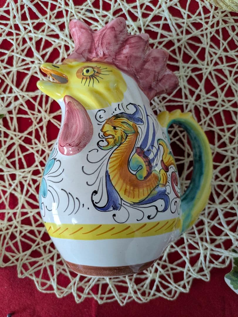 ニワトリピッチャーイタリアアンティーク幸せを守るといわれる一品プレゼントにも