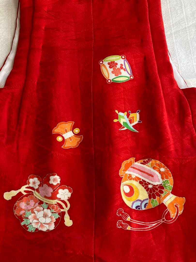 最高級　京都古川被布　おはりばこ髪飾り　総絞り着物　長襦袢　草履　足袋フルセット