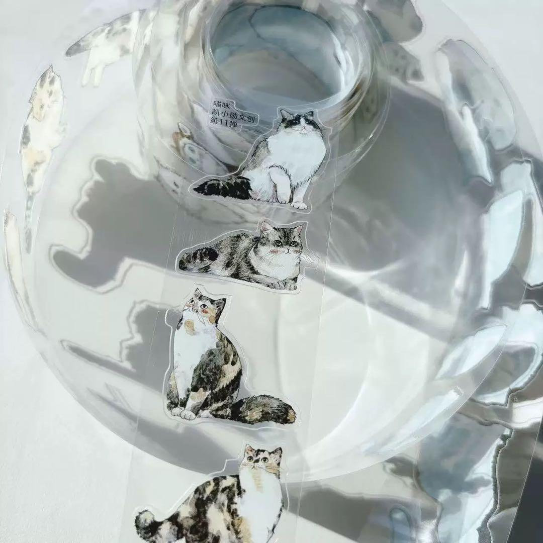 【9447】海外　10m巻　PETカッティング　マスキングテープ　猫　動物系