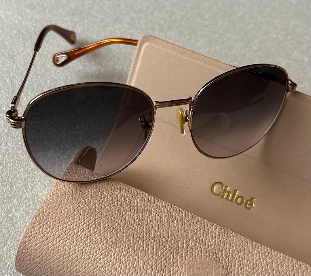 Chloe クロエ サングラス メンズ&レディース (ブラック系×ゴールド系)