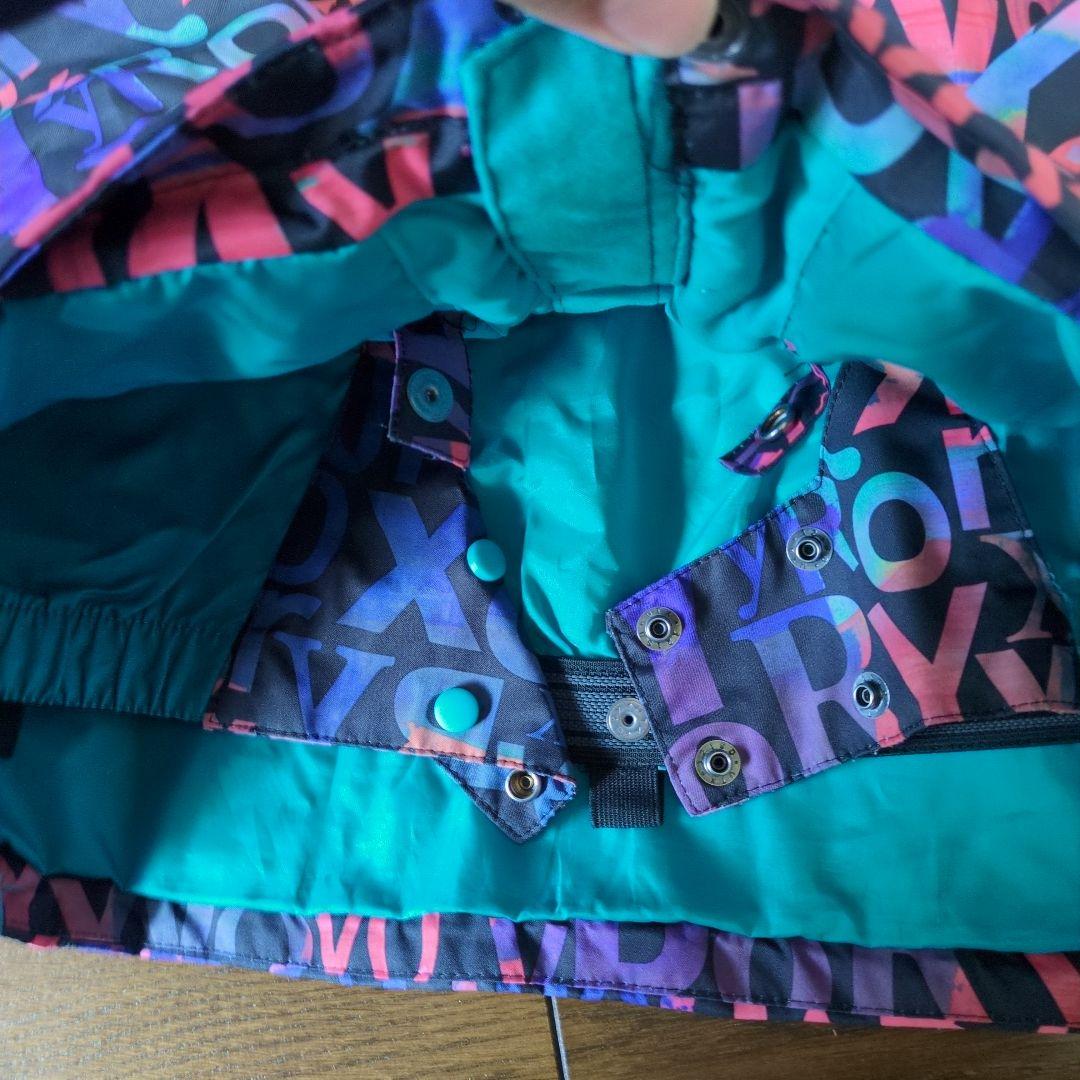 ROXY　スノボウェア　上下セット　Ｍ　ロゴ　総柄　　　パープル　クリーニング済