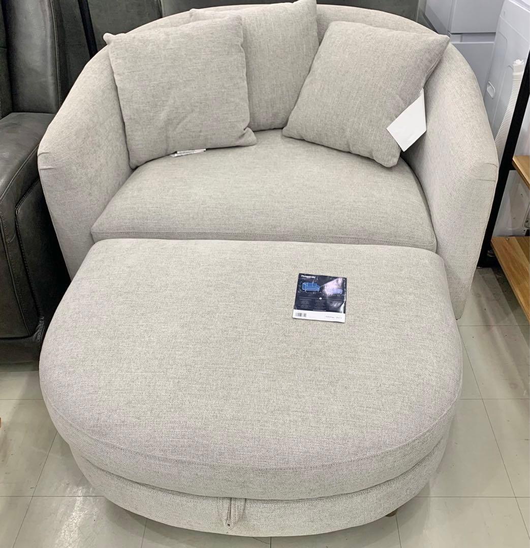 Thomasville オットマン付きファブリックチェアー 1人用 ソファー