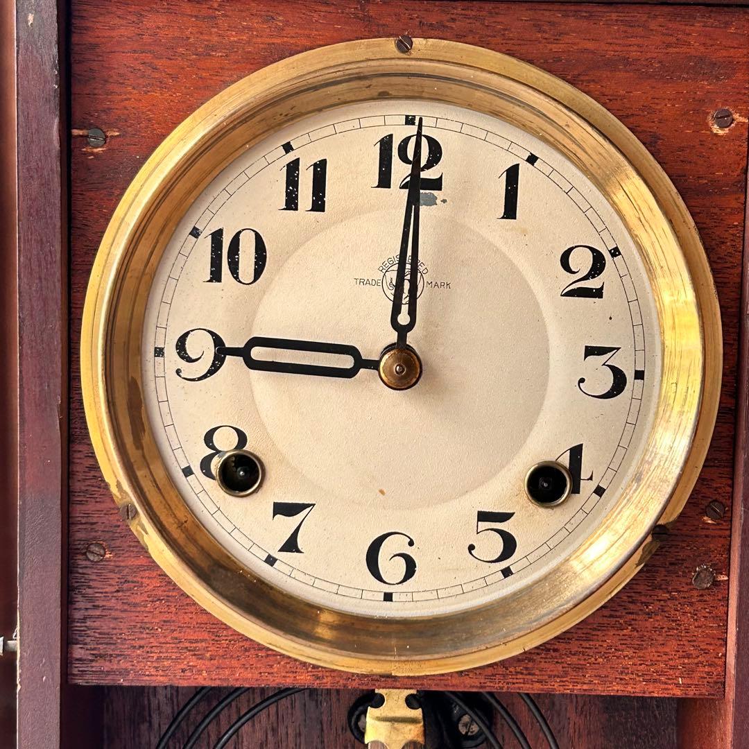 木製掛時計 【木製 掛時計】三羽鶴印製造所 ラベル付き