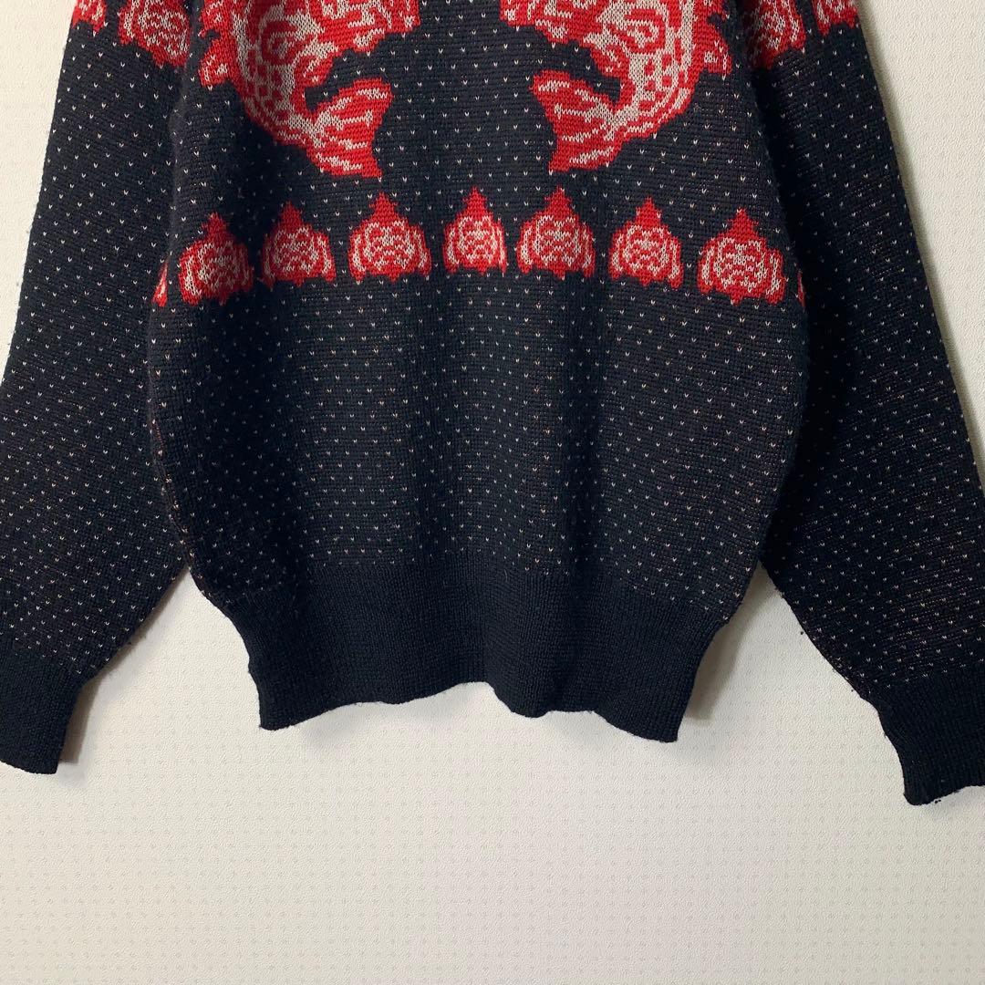 EVISU ニットセーター ブラックバス レッド 恵比寿 希少 vintage