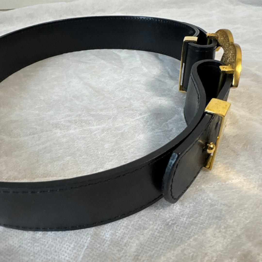 CHANELシャネルココマークレザー ベルト 96/A GP BKヴィンテージ