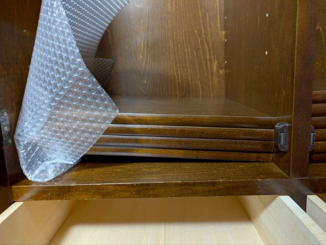 カリモクコロニアル　書棚　木製ガラス扉キャビネット