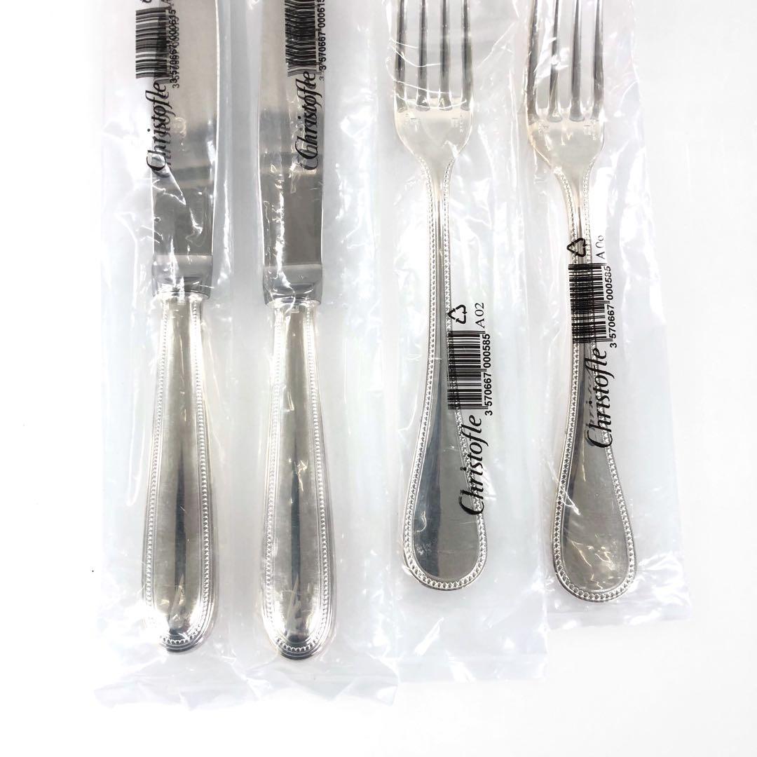 未開封 Christofle クリストフル ナイフ フォーク パール 4本セット