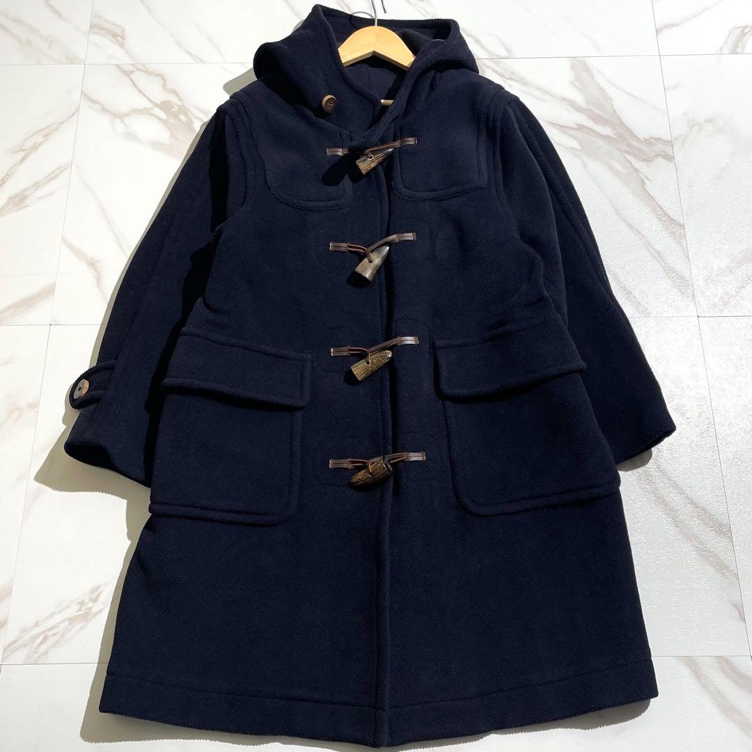 【Moorbrook】ムーアブルック ダッフルコート ヘリンボーン ネイビー M
