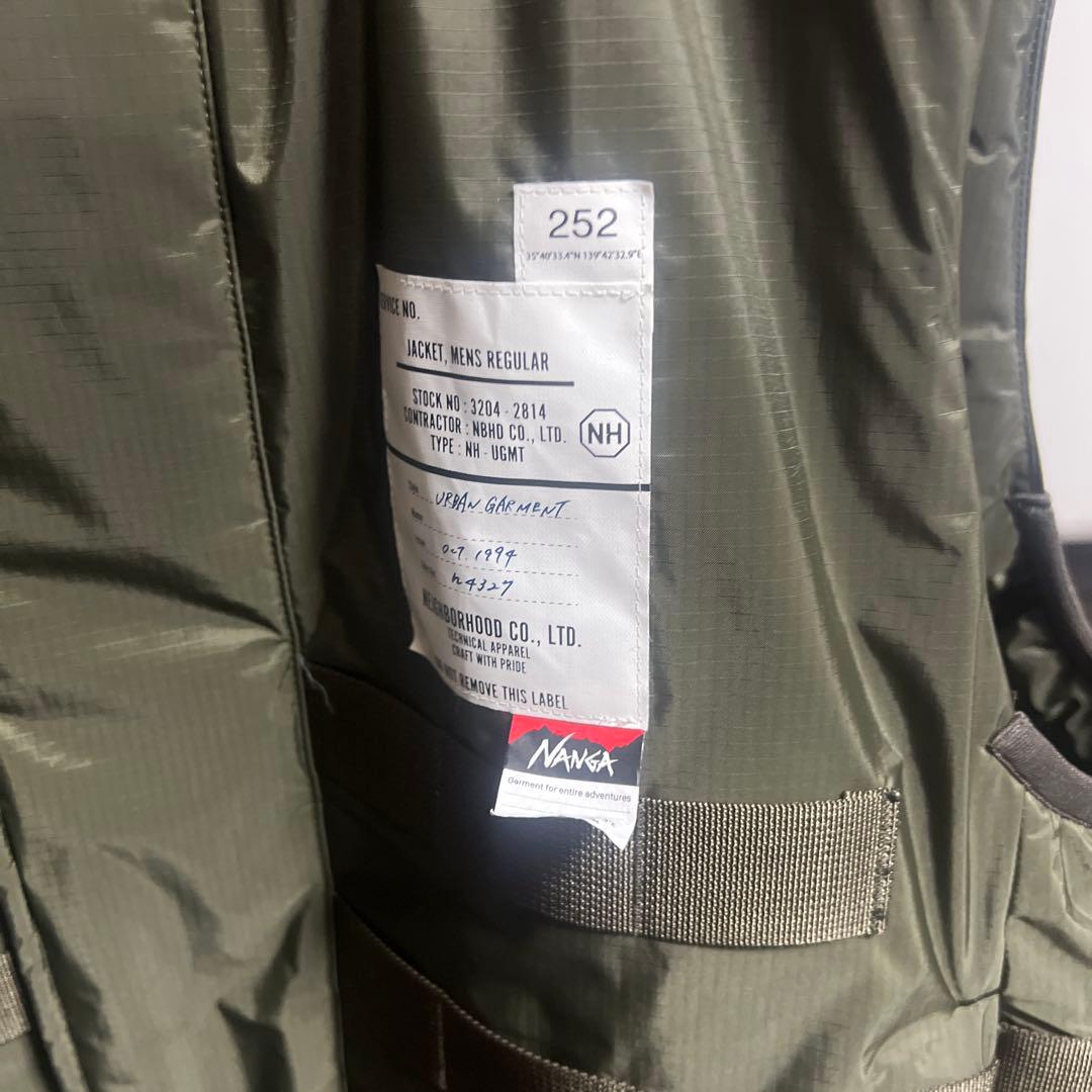 ネイバーフッド　ナンガ　ダウンベスト　オリーブ　L