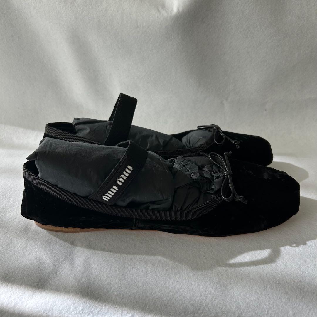 最終価格！未使用箱付き♡【ミュウミュウ】バレエフラットシューズ ベロア 黒 39