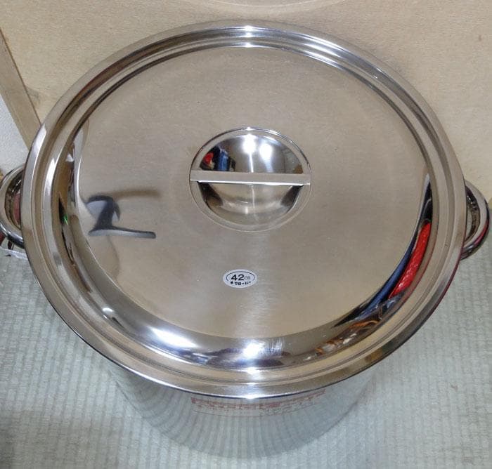 未使用　クローバー ステンレス/モリブデン 寸胴鍋(目盛付)42cm