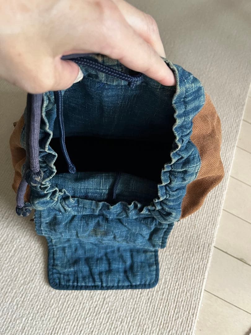 一点物◆柿渋 山葡萄 藍染リュック ハンドメイド 古布パッチワーク◆