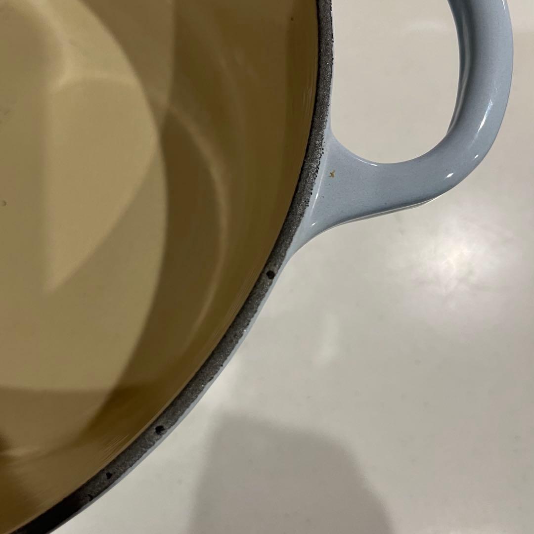 【中古】LE CREUSET ル・クルーゼ 両手鍋 コースタルブルー 22cm