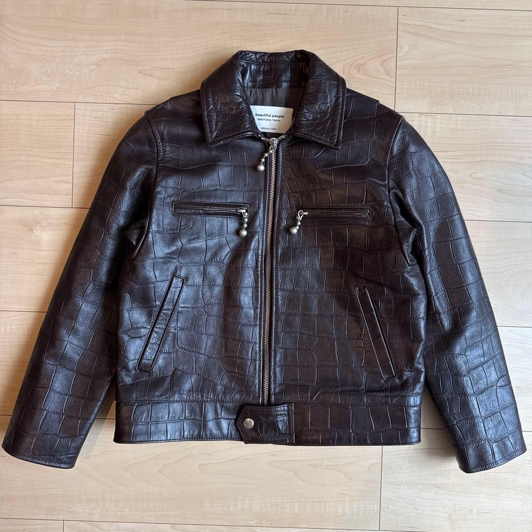 beautiful people モッククロック クロコ型押しレザージャケット