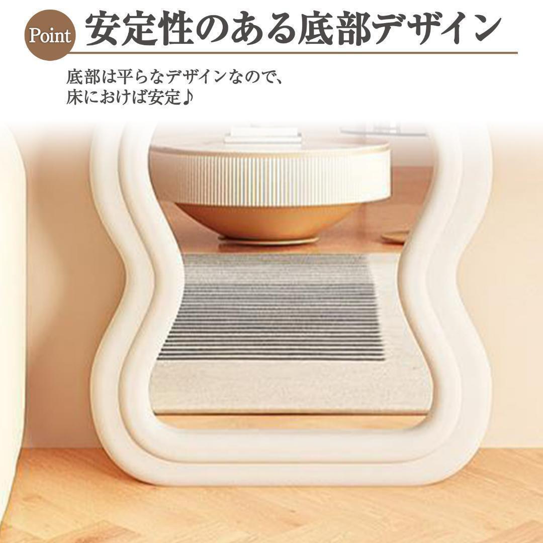 立てかけ ビロード鏡 全身鏡 ベルベット生地フレーム160x60cm（ホワイト）