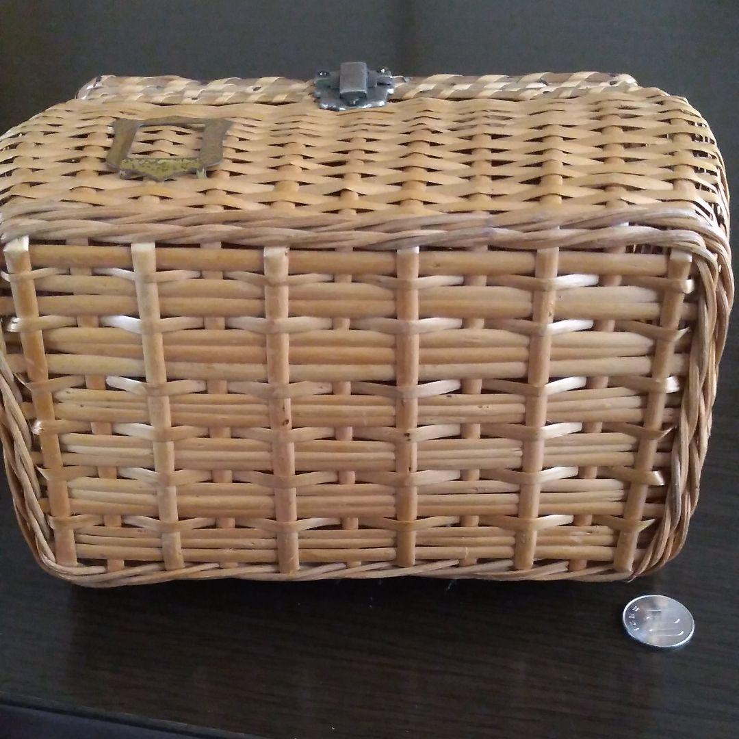 60年前の宝物天然竹細工ミニバスケット　手提げ小物入れ