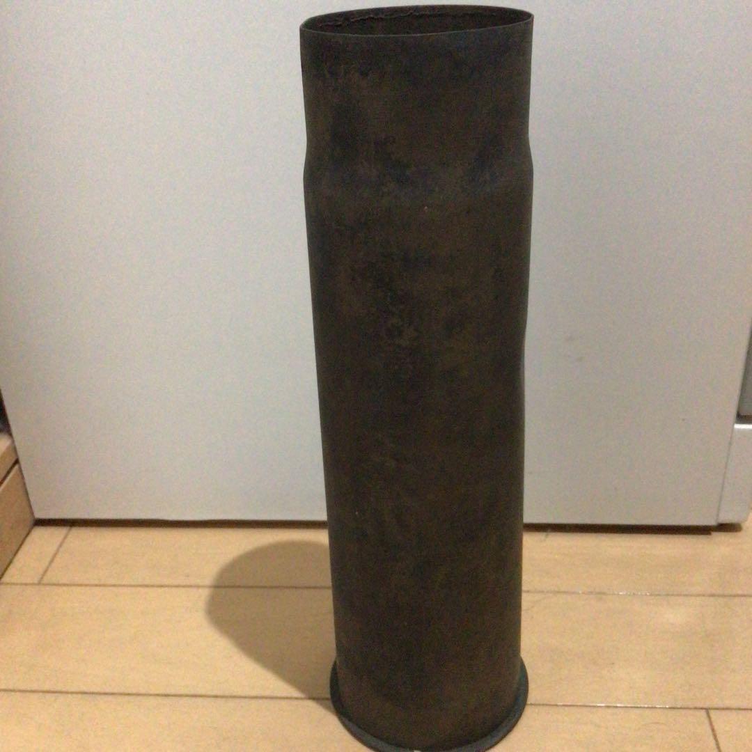 昭和レトロ 金属製 真鍮 円柱型 花瓶 花器 フラワーベース フラワースタンド