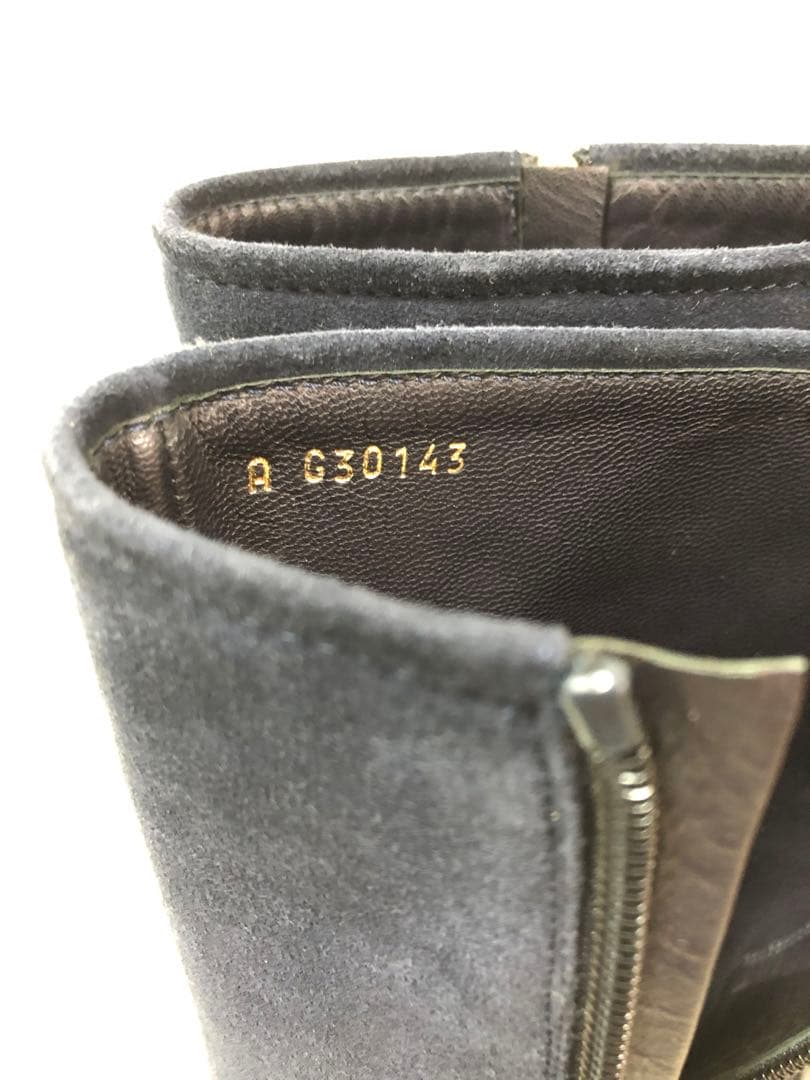 美品【CHANEL】ネイビー スエード ヒールブーツ　36サイズ