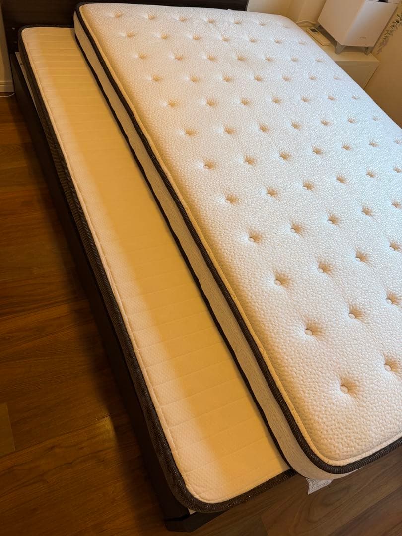 セミダブル　ニトリ ベッドフレーム ダークブラウン 引き出し付 マットレスセット