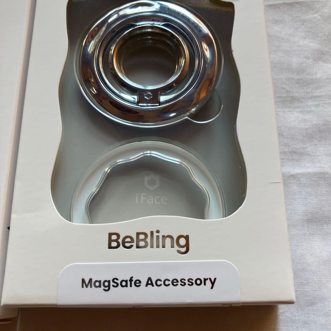 新品iFace BeBling for iPhone 16シルバーとリングセット