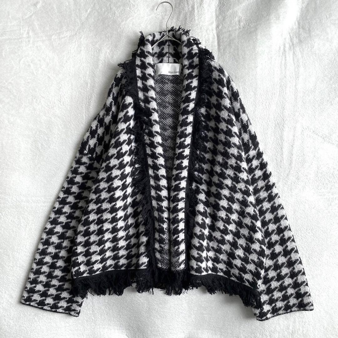 【ほぼ未使用✨】Whim Gazette ウールジャガードニットガウン　千鳥柄