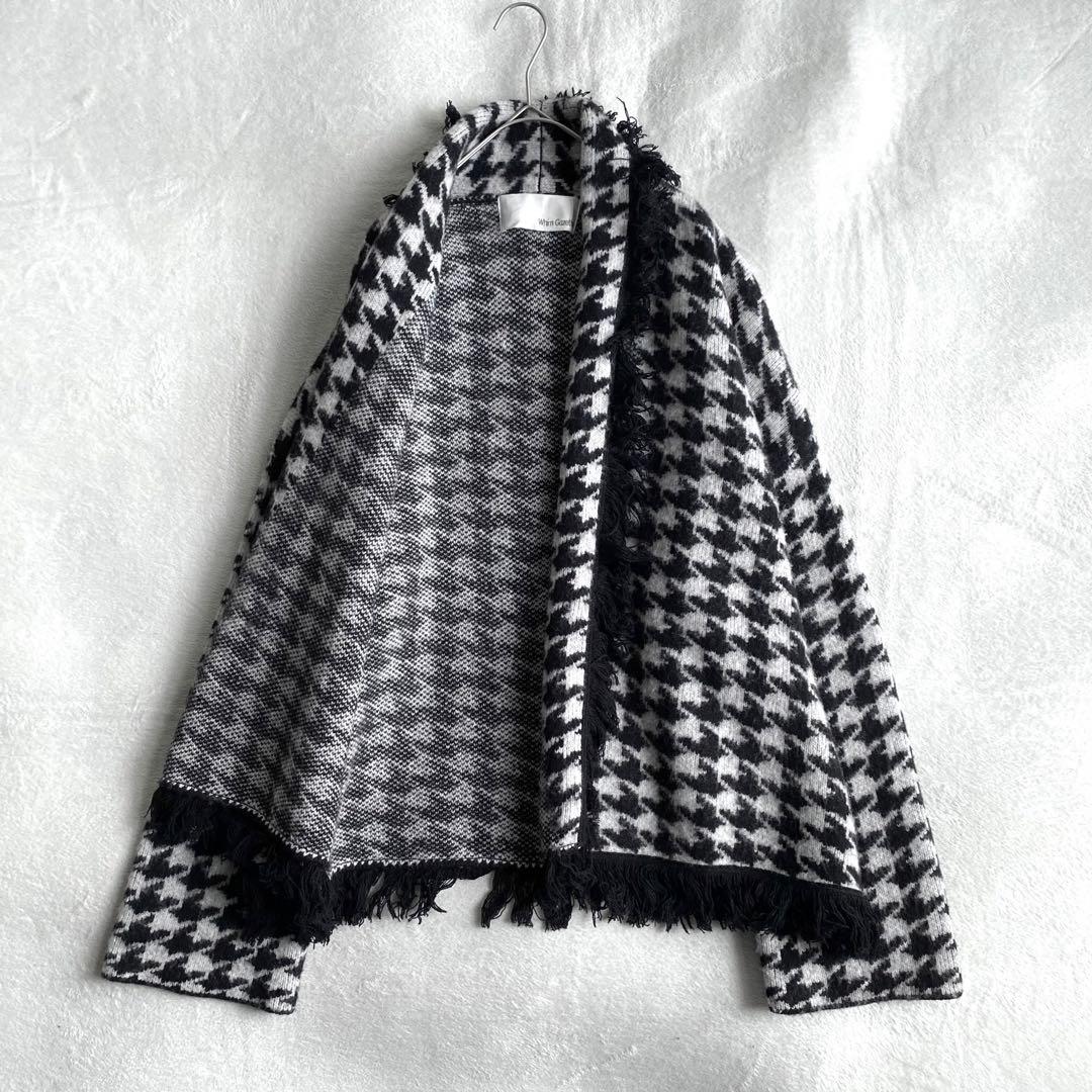 【ほぼ未使用✨】Whim Gazette ウールジャガードニットガウン　千鳥柄