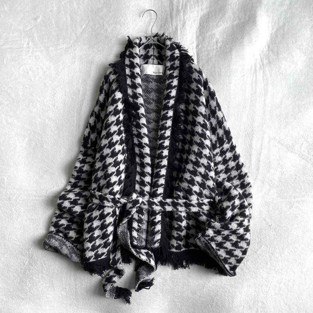 【ほぼ未使用✨】Whim Gazette ウールジャガードニットガウン　千鳥柄