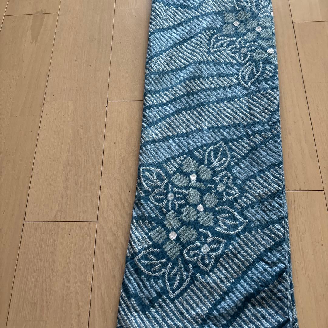 有松鳴海絞　紫陽花柄　珍しいブルーグレーの浴衣　縫製丁寧